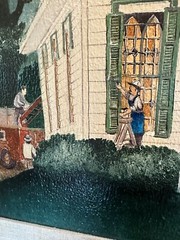 PAIR Folk Art VIENNA METHODIST CHURCH Oil On Board CLIO MICHIGAN Pastor Orling