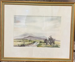 Original Watercolor Painting ‘Cholla’ By Molly Hale Matted & Framed 33”x 27”