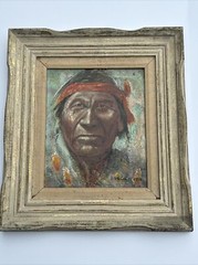 CHIEF FURBAY PORTRAIT PAINTING NATIVE AMERICAN INDIAN TRIBAL ART IMPRESSIONIST