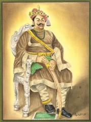 Miniature Portrait Painting Of Hindu Rajput Maharaja Gouache Art 10×13 Inches