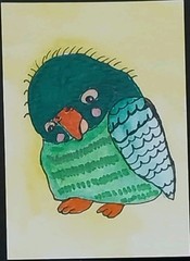 ACEO Original Art Card ATC Watercolor OOAK Signed Parrot Bird Painting By GAT