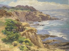 ANTIQUE CALIFORNIA BEACH PAINTING COASTAL IMPRESSIONIST CLIFFS SEASCAPE KEFFER