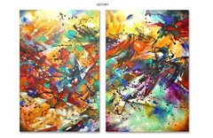 large colorful vibrant abstract two- painting original Michael Lang art
