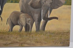 Original Painting African Elephant Family Safari Savanna Canvas Art