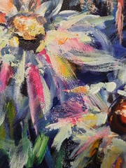12 X 12 Loose Floral Acrylic Original Painting On Gallery Canvas, Daisies
