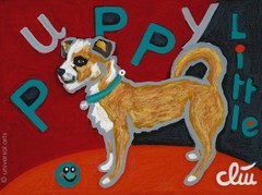JACQUELINE DITT – Little Puppy with Squeeky To A2 Large PRINT Picture Puppy Dog