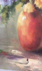 Original Floral Orange Vase Still Life Impressionist LargeOil Painting On Canvas