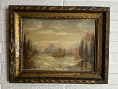Antique Framed Ted Christensen Signed Original Painting Pink Sunset 172