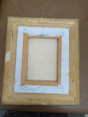 Vintage Oil Painting Of Snowy European Street With Ornate Gold Frame
