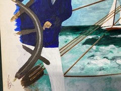 Original Signed Rodney Hilton Brown Painting & Print ~ Sailing Boat Race Captain