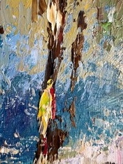 Impressionist Winter Landscape Oil Canvas Painting 16×13 inch Modern Impasto Art