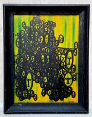 HENRY CUSIMANO ORIGINAL ABSTRACT PAINTING FACES & FIGURES OREGON NY CA 20TH C.
