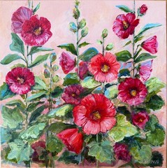 art 809 original acrylic painting 12×12 in Still Life Flowers Ornamental decor