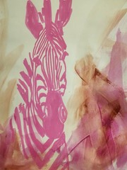 Abstract Pink Zebra Impressionistic Original Wall Art 14X11 Mixed Media Paper