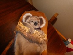 Koala Hand Painted Drift Wood Artist Signed