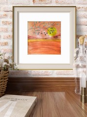Desert Tree Blooms Contemporary Expressionist Original 12×12 Watercolor Signed