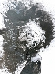 Ink On Cardboard Alain Donate 16”x 23”cuban Original Artist SURREAL ART signed