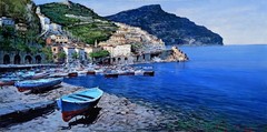 AMALFI PAINTING ITALY BEACH SEASIDE ORIGINAL CAIAZZA ITALIAN peinture tableau