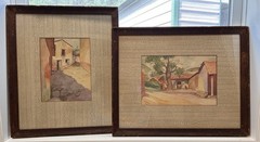 2 Vtg 1935 Original Signed M.R. Soriano Water Color Framed Paintings Mexico