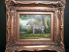 Museum Quality Oil Painting of A Zebra on Canvas W/ Frame Singed by Artist 2310