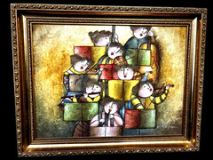 Joyce Roybal Original acrylic oil Canvas Children Orchestra Signed Framed 19×15″