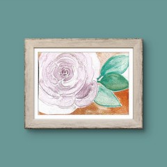 Single Pastel Pink Rose Bloom Vibrant Watercolor Impressionist 5×7 Painting.