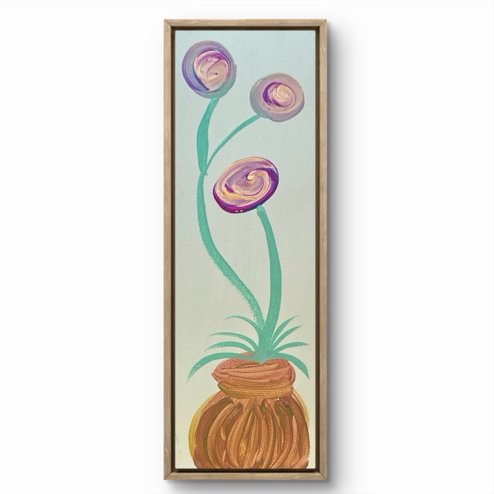 BLESSED#0517 Flower Pot Friends 4×12 Original Art Modern Minimal Abstract