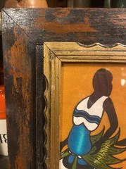 S. African Oil Original Signed Kiwanuka Moon Color Dance 10×13 In 15×17 Frame