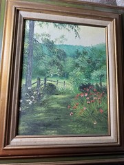 Ronald Schugardt Keyes (1930 – 2010) „Country Path Scene“ Oil Painting – Framed
