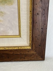 Vintage Framed Oil Painting of California Town Muted Landscape
