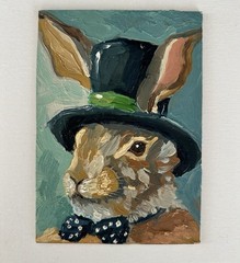 Original Rabbit Portrait Oil Painting Animal Art Canvas Modern