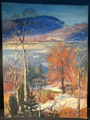 Vintage James N. Rosenberg Hudson River Area Landscape with Snow