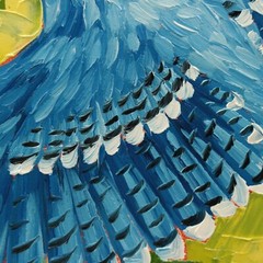 Blue Jay Bird Painting, Original Blue Jay, Flight, Art, Blue Jay Flying Bird Oil