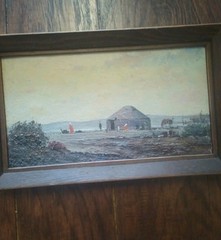 1995 Signed Mongolian Painting On Canvas 12.5 In X 7 5/8 Inches International…