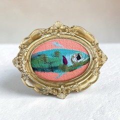 Colorful Sardine Fish mini gloss print • gold vintage style ornate frame