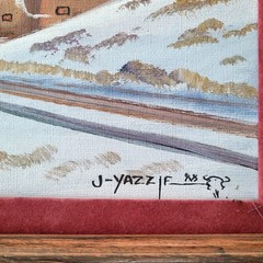 New Mexico Navajo Artist John Yazzie Original Winter 1988 Painting Framed 11×8