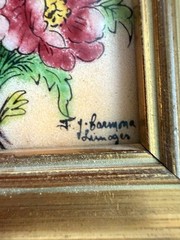 Vintage F.J. Carmona Limoges Enamel Floral Painting – Signed Hand Painted France