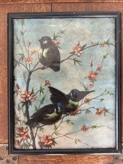 Antique Bird Painting on glass | Hand painted | European Blue Tit | 7.5″x9.5″