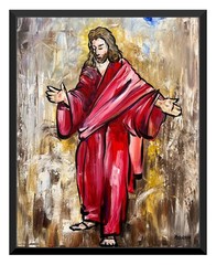 Atherton 16×20 Original „Jesus Red Robe“ Acrylic Christian Art Faith Spiritual