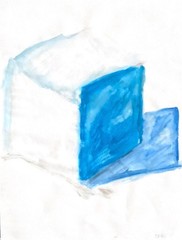 Color Block Blue Square 4 of 4 Geometric Abstract Bold Shape 11×14 Paper