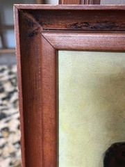 Vintage Painting Portriat Old Man Bear Hat Fisherman Signed Gillian Framed
