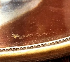 Antique Pair Of Lovers Oval Miniature Portraits Hand Painted and Signed