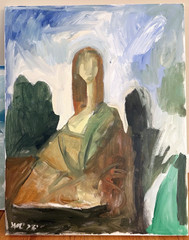 Surrealism Mona Lisa Portrait Painting Landscape 22”x28” Large Canvas Original