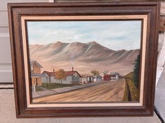 1982 Colorado Folk Art Oil Painting 1982 Colorado Folk Art Oil Painting
