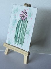 ACEO Original Watercolor & Ink Art Card | Wild Hope | cactus | 2.5 x 3.5