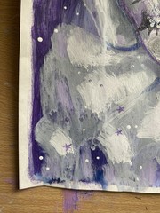 Purple And Gray Jester Fantasy Painting On 9×12 Watercolor Paper