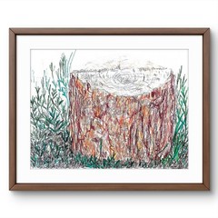 Modern Realistic Stump Colored Pencils Handmade Art Drawing Paper Original 9×12