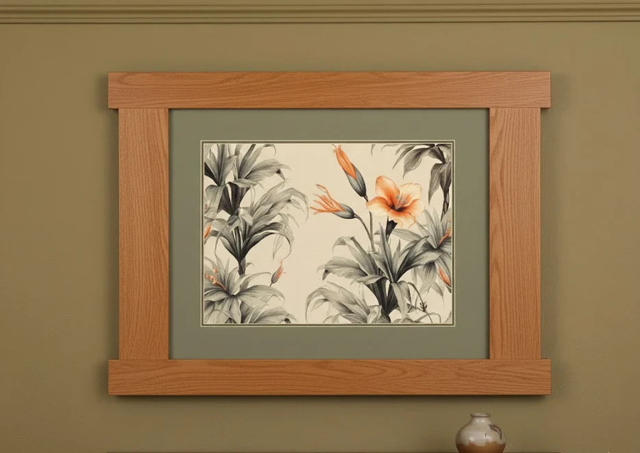 Mission Quarter Sawn Oak Framed Artwork Tropical Bloom