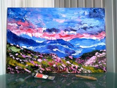 Appalachian Flowering Montains Original Oil impasto Painting Canvas Landscape