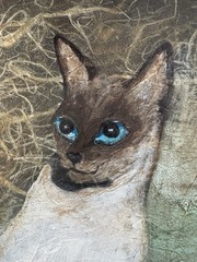 VTG Siamese Cat Original Painting On Wood Art 10.5×19.5” Signed Beti Seattle